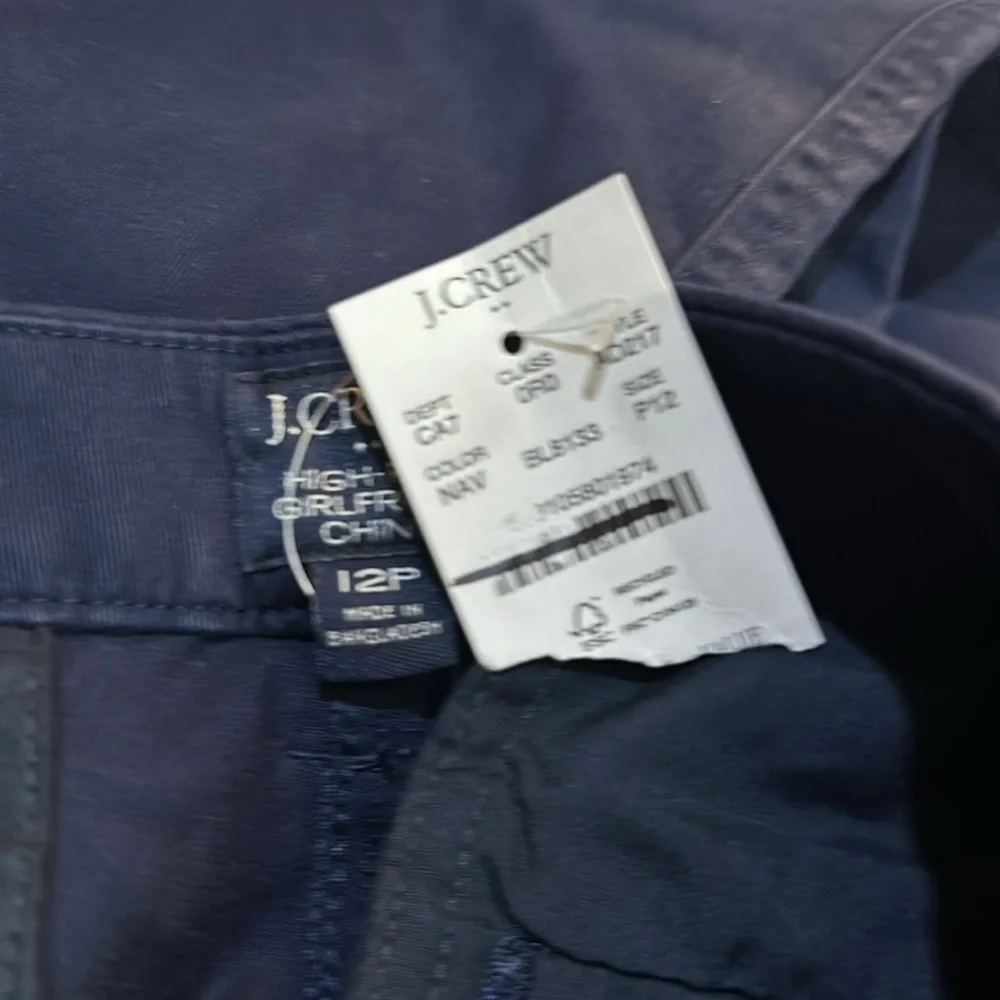 J Crew Navy Blue Petite 12 High Rise Girlfriend Chino Pants